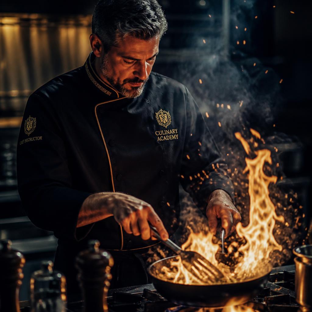 Academy of Excellence chef working a live-fire station
